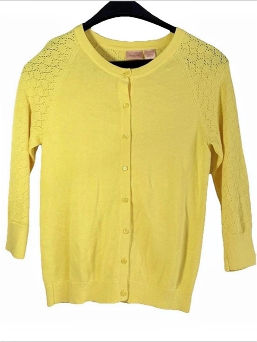 Northcrest Yellow Women Casual Button up Cardigan Size S Like New